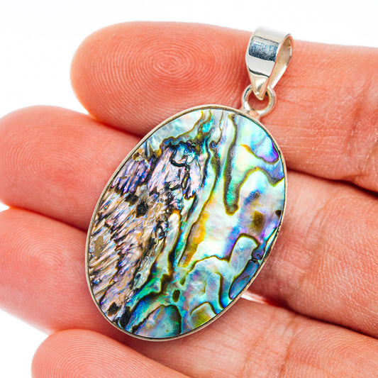 Premium Abalone Shell Pendant 1 3/4" (.925 Sterling Silver)