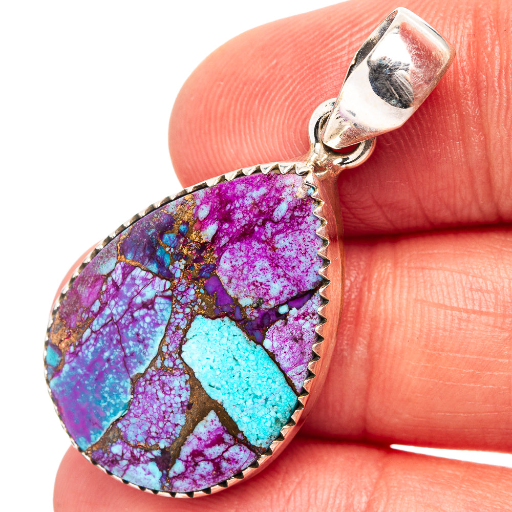 Purple Copper Turquoise Pendant 1 1/2" (.925 Sterling Silver)