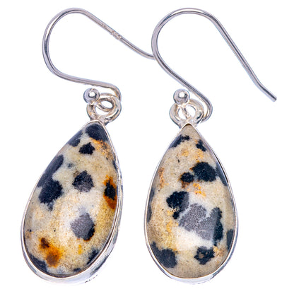 Dalmatian Jasper Earrings 1 3/8" (925 Sterling Silver) E1810