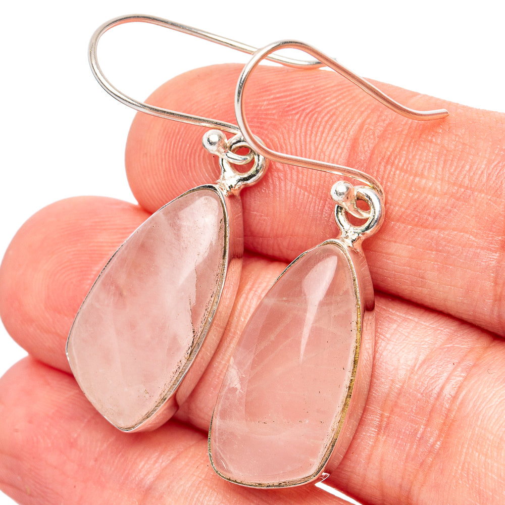 Rose Quartz Earrings 1 5/8" (925 Sterling Silver) E2799