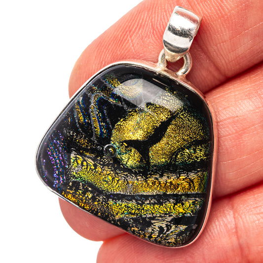 Dichroic Glass Pendant 1 3/8" (.925 Sterling Silver)