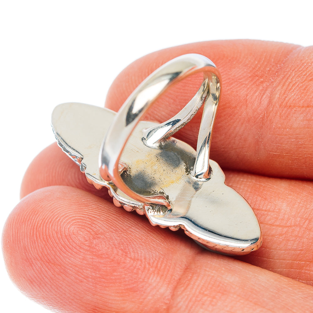 Sterling silver larimar ring with one oval light-blue stone, polished setting
