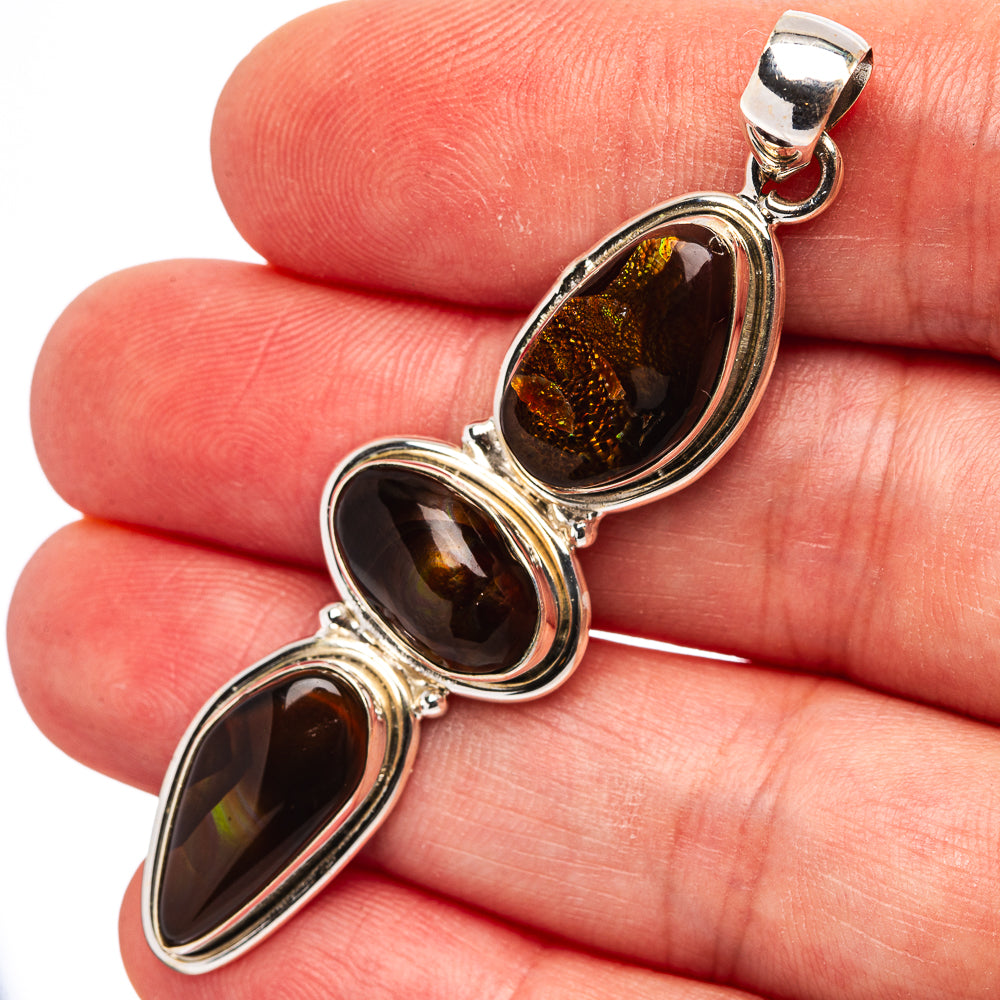 Premium Mexican Fire Agate Pendant 2 3/8" (.925 Sterling Silver)
