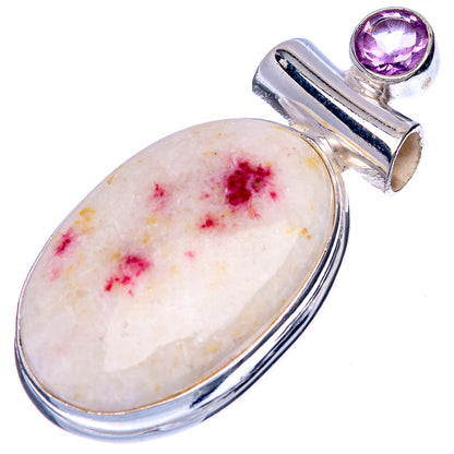 Cinnabar, Amethyst Pendant 1 1/2" (925 Sterling Silver) P41451