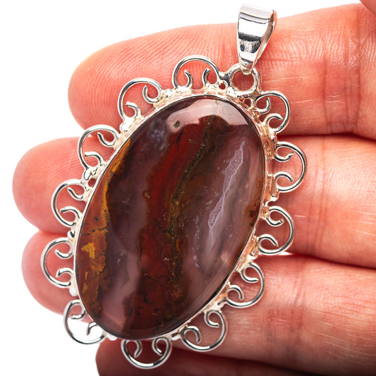 Premium Seam Agate Pendant 2 1/8" (.925 Sterling Silver)