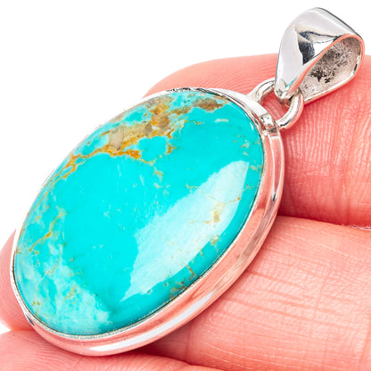 Rare Kingman Turquoise Pendant 1 1/2" (925 Sterling Silver) P40907
