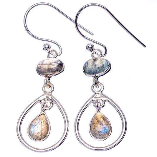 Labradorite Dainty Earrings 1 5/8" (925 Sterling Silver) E2066