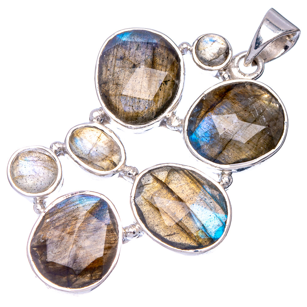 925 sterling silver labradorite pendant with five oval stones and round cabochons
