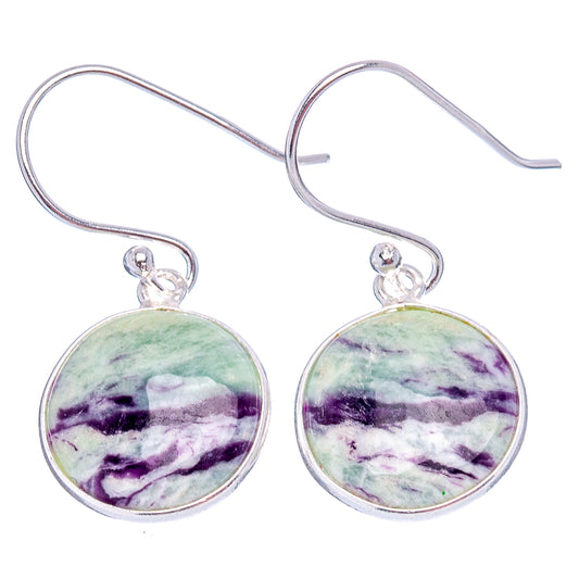 Round kammererite cabochon drop earrings in .925 sterling silver with fishhook closures