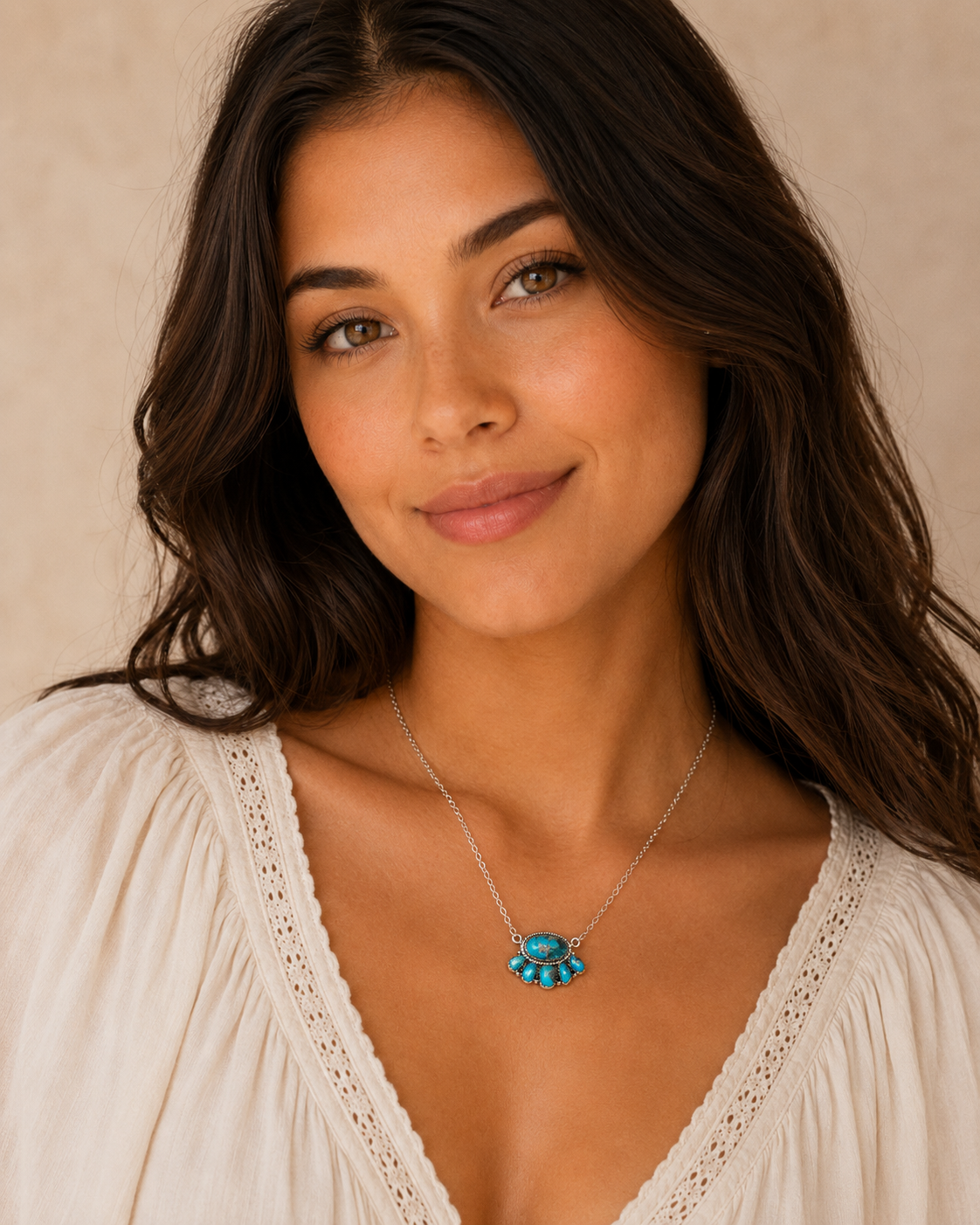 Southwestern Style Sierra Bella Turquoise Necklace 21" (.925 Sterling Silver)