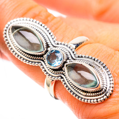 Large Natural Aquamarine, Blue Topaz Ring Size 8 (925 Sterling Silver) RING137992