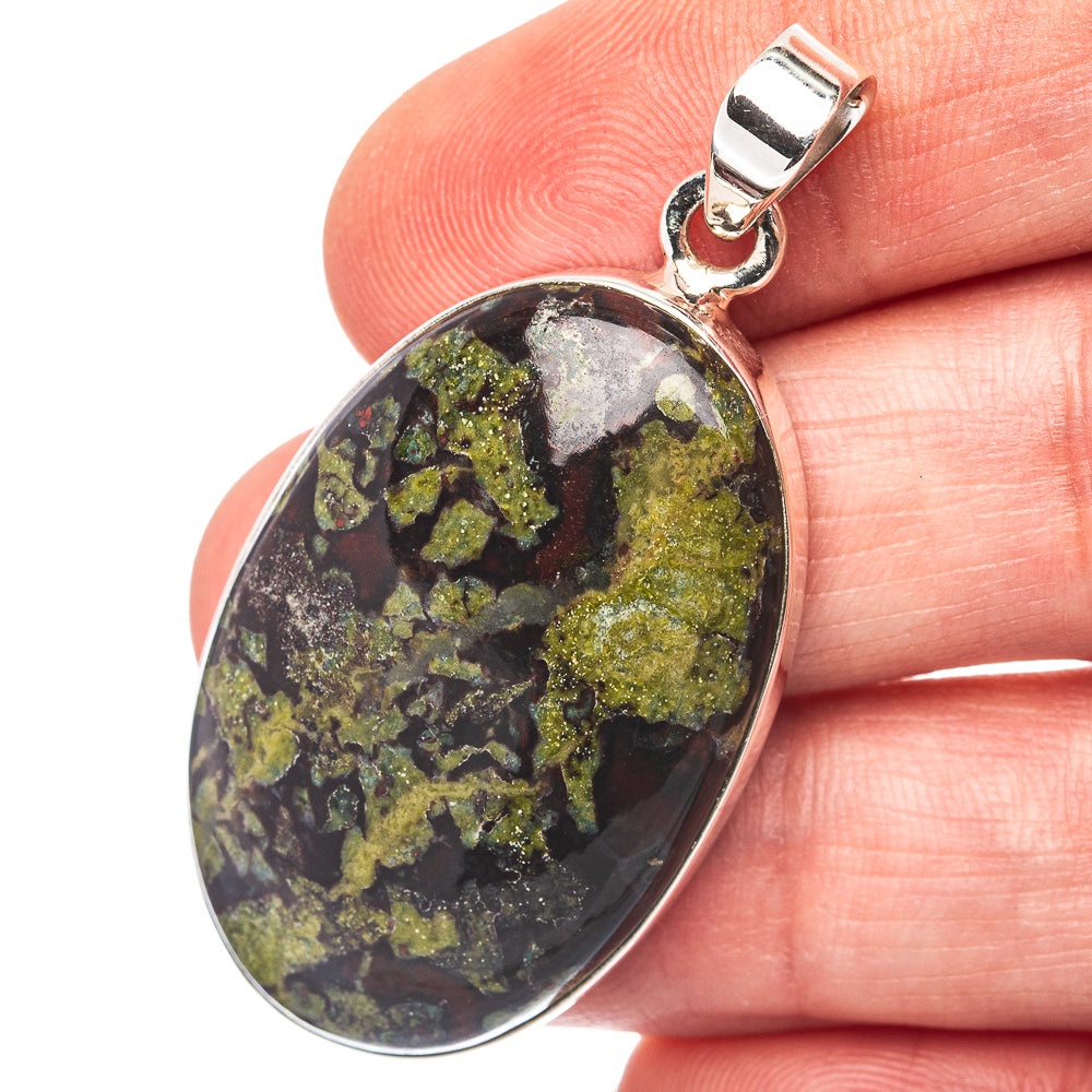 Dragon's Blood Stone Pendant 1 7/8" (.925 Sterling Silver)