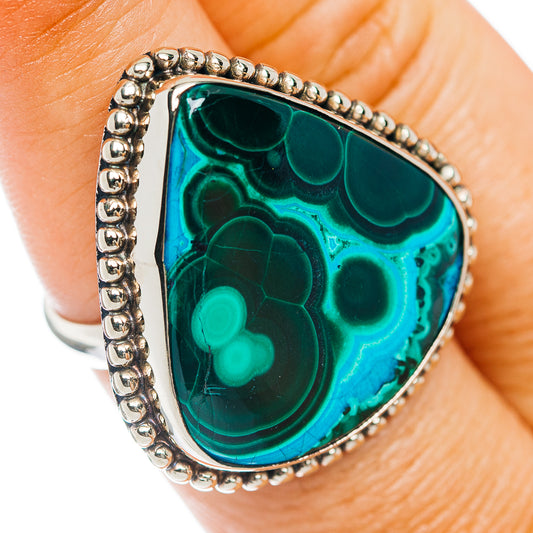 Malachite In Chrysocolla Ring Size 8 (German Silver)