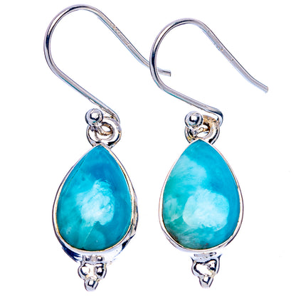 Larimar 925 Sterling Silver Earrings 1 3/8" (925 Sterling Silver) E1953
