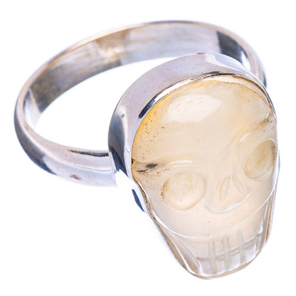 Rainbow Moonstone Skull Ring Size 7.75 (925 Sterling Silver) R146935