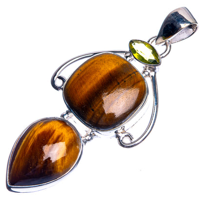 Tiger Eye, Peridot 925 Sterling Silver Pendant 2 1/8"
