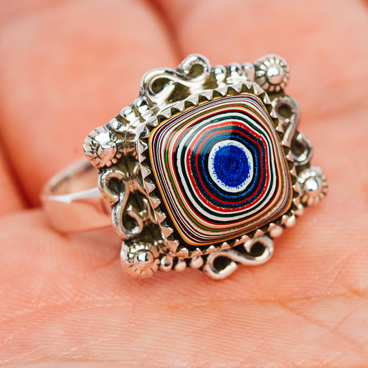 Premium Fordite Ring Size 10 (.925 Sterling Silver)