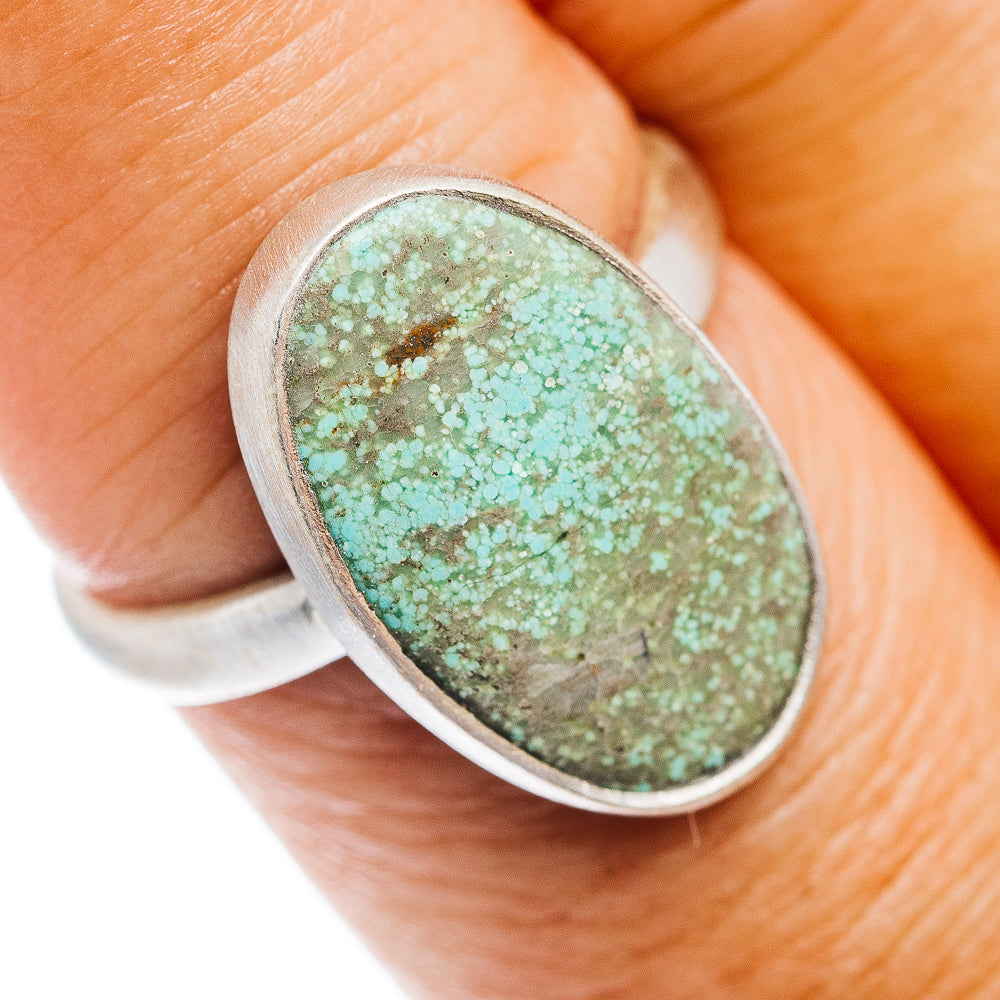 Number 8 Mine Turquoise Ring Size 8 (.925 Sterling Silver)
