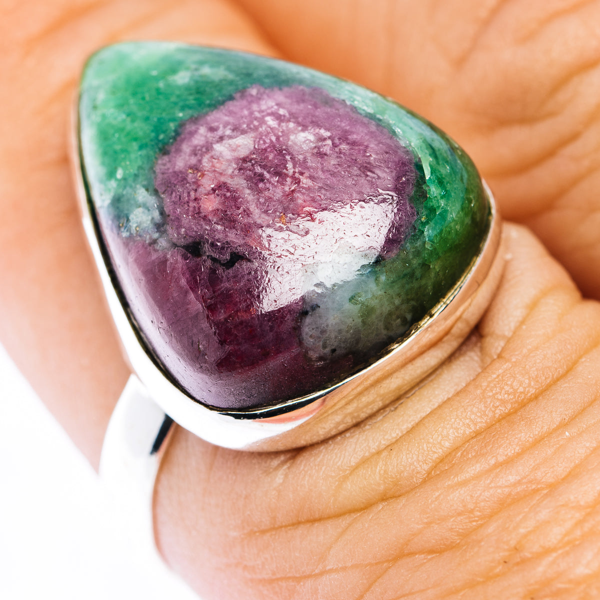 Fire Ruby Zoisite Ring Size 8 (.925 Sterling Silver)