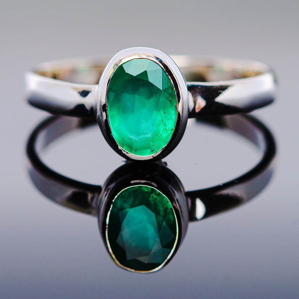 1ct Premium Zambian Emerald Ring Size 8.75 (.925 Sterling Silver)