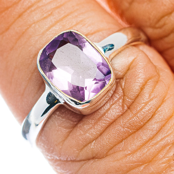 Faceted Amethyst Ring Size 8.75 (.925 Sterling Silver)