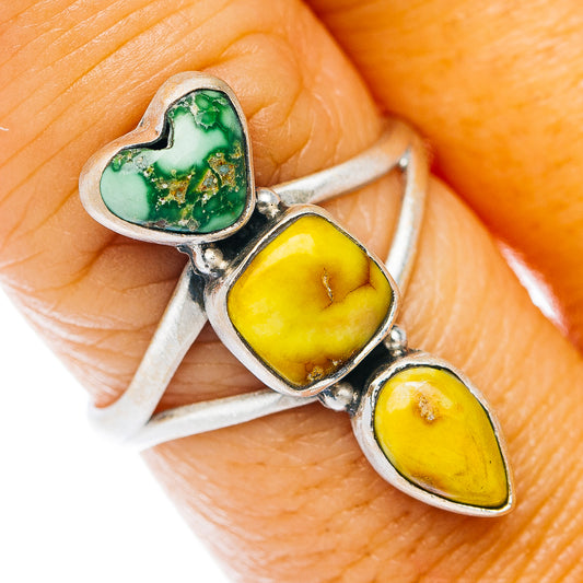 Sonoran Gold Turquoise Heart, Palomino Turquoise Ring Size 8 (.925 Sterling Silver)