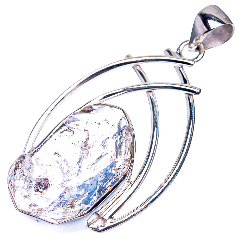 925 sterling silver raw Herkimer diamond pendant with bezel-style oval crystal