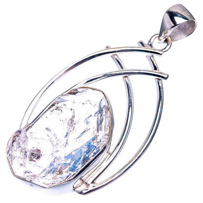 925 sterling silver raw Herkimer diamond pendant with bezel-style oval crystal