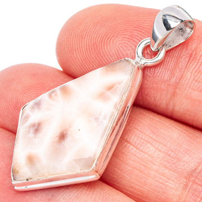 925 silver natrolite pendant, off-white peach stone with silver bail