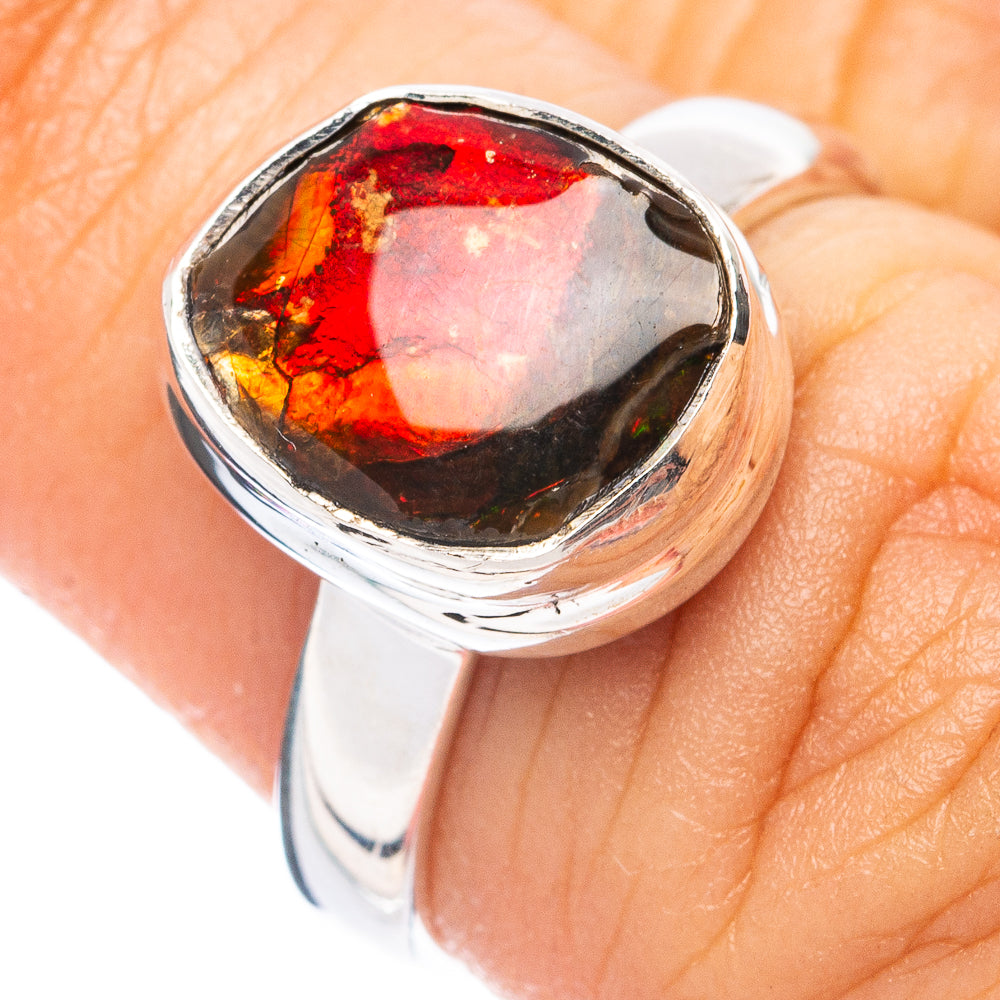 Rare Ammolite Ring Size 5.75 (925 Sterling Silver) R4965