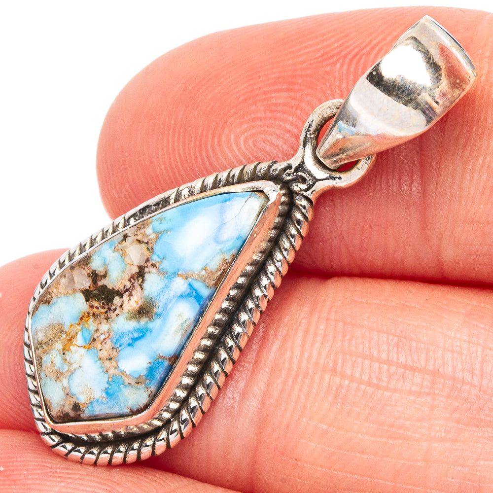 Rare Golden Hills Turquoise Pendant 1 3/8" (925 Sterling Silver) P44802