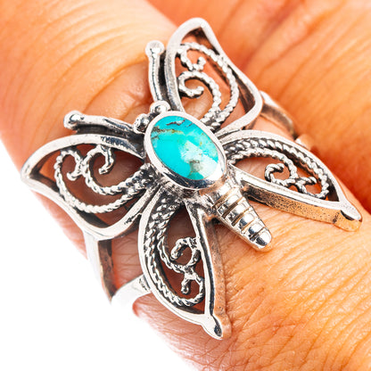 Native Style Mohave Turquoise Butterfly Ring Size 8.5 (.925 Sterling Silver)