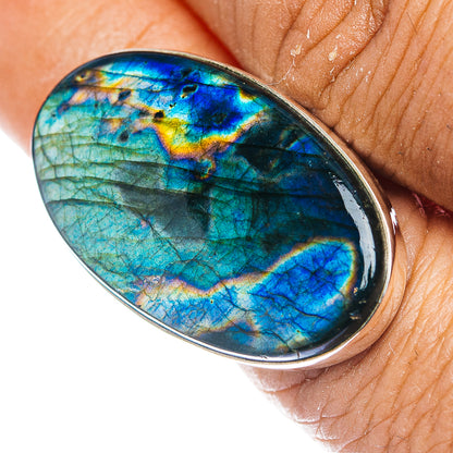 Premium Labradorite Ring Size 8 (.925 Sterling Silver)