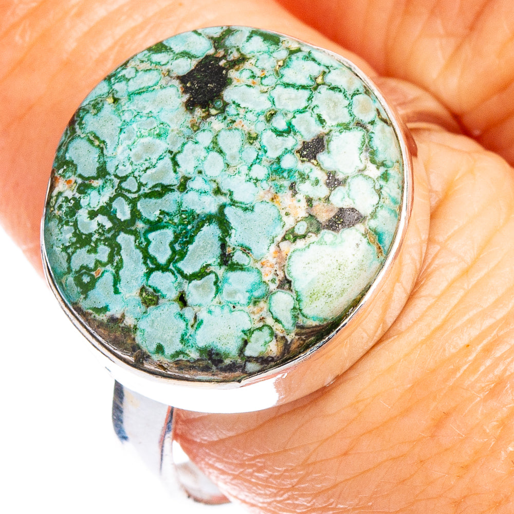Hebei Spiderweb Turquoise Ring Size 9.25 (.925 Sterling Silver)