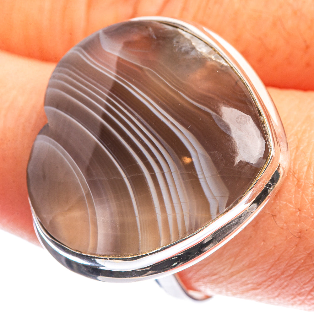 Large Botswana Agate 925 Sterling Silver Ring Size 8.5