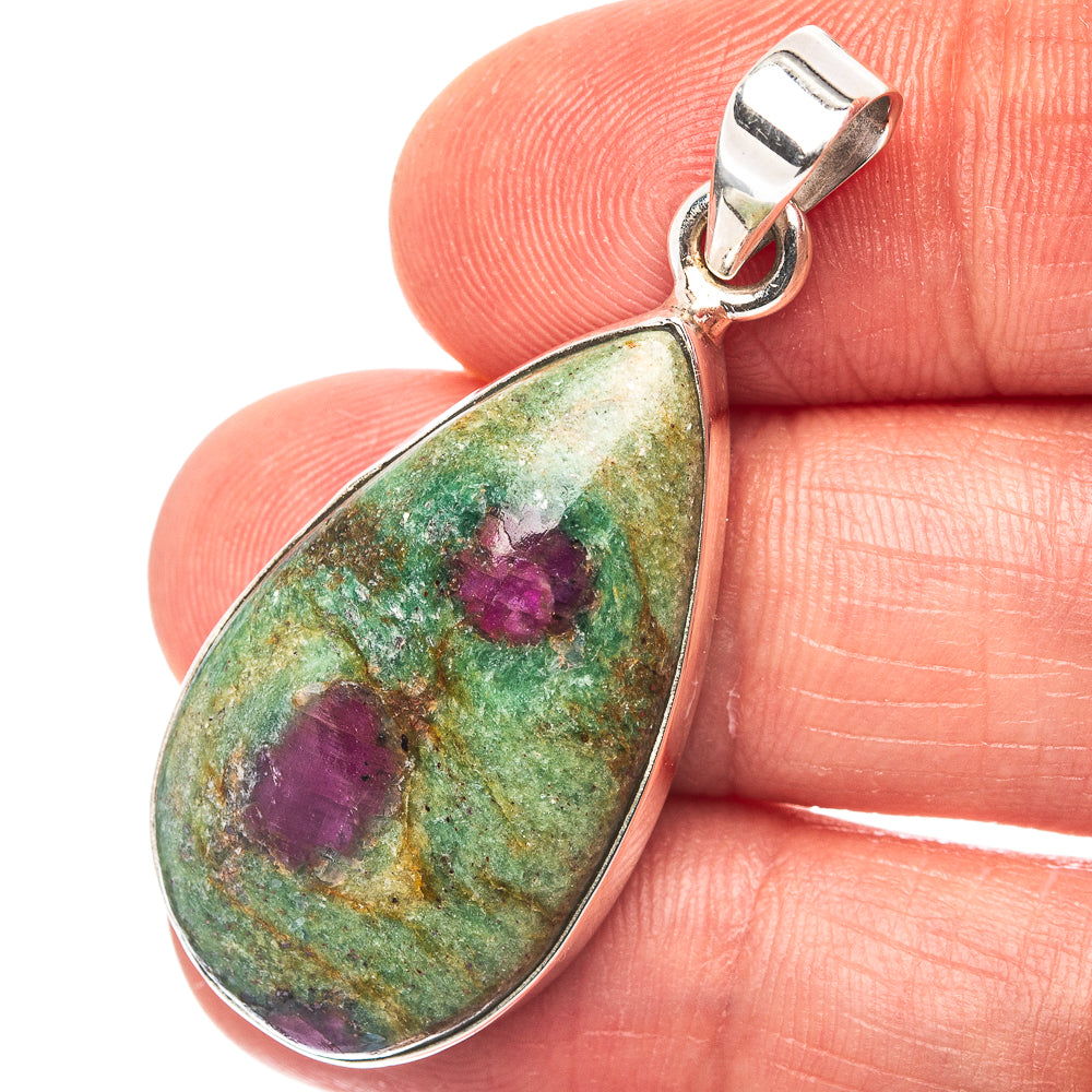 Ruby in Fuchsite Pendant 1 5/8" (.925 Sterling Silver)