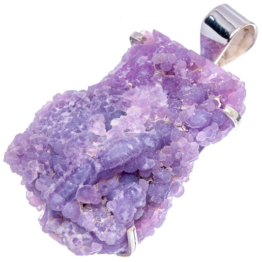 Purple druzy agate pendant with sterling silver bail, textured crystal cluster
