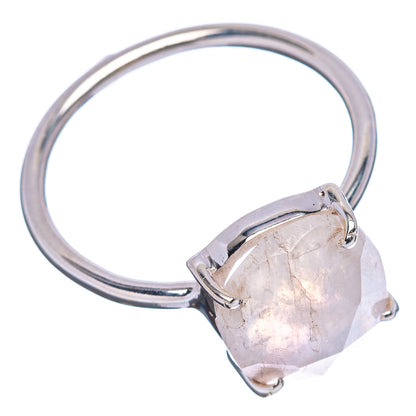 Faceted Rainbow Moonstone Ring Size 9 (.925 Sterling Silver)