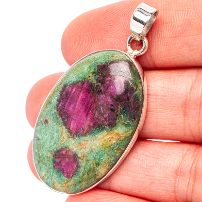 Premium Ruby in Fuchsite Pendant 1 3/4" (.925 Sterling Silver)