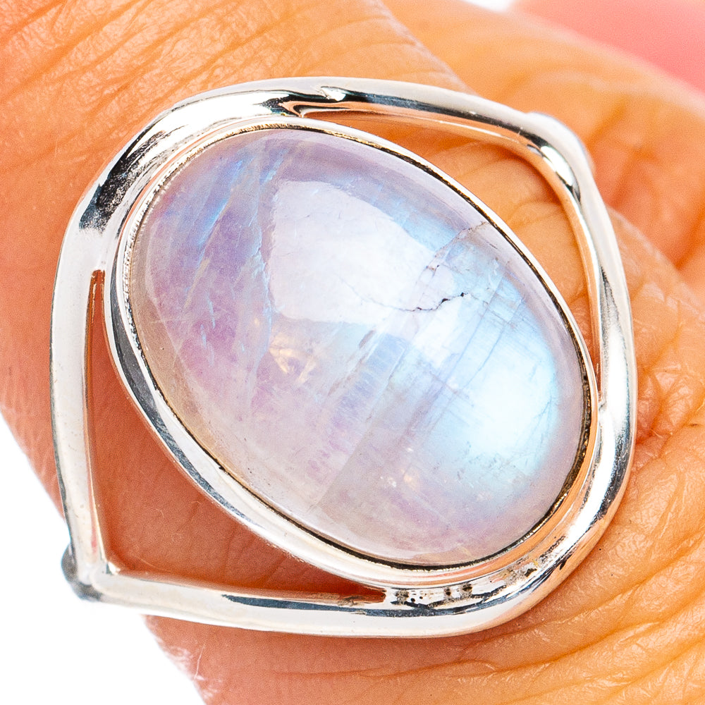 Dainty Rainbow Moonstone Ring Size 7 (925 Sterling Silver) R8566