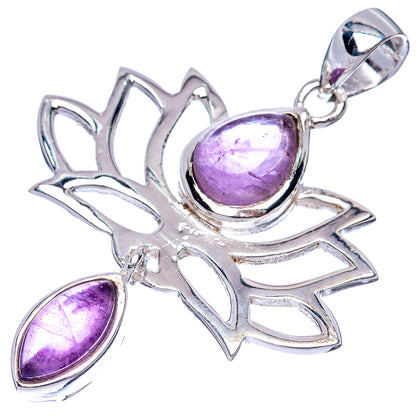 Amethyst Lotus Dainty Pendant 1 5/8" (925 Sterling Silver) P43572