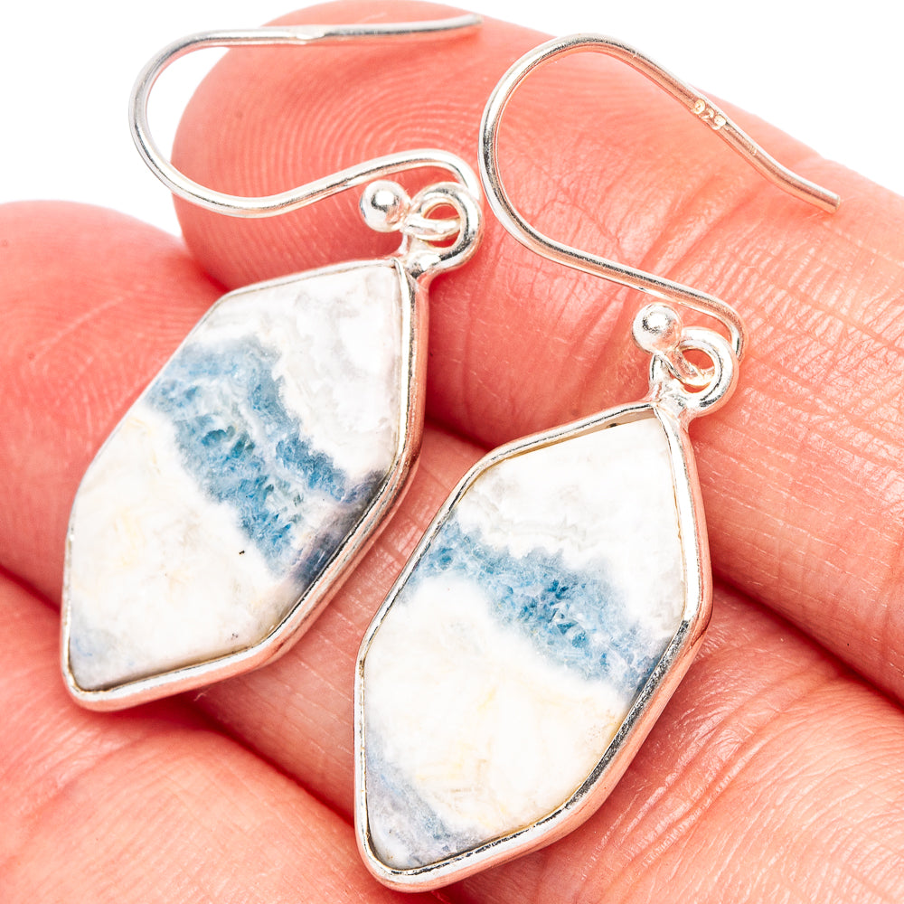Blue Scheelite Earrings 1 3/8" (925 Sterling Silver) E2327