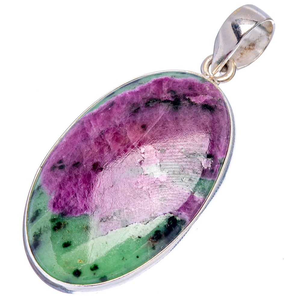 Ruby Zoisite Pendant 2" (.925 Sterling Silver)