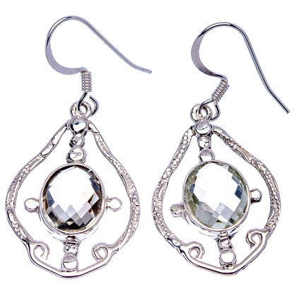 Premium Green Amethyst Earrings 1 5/8" (.925 Sterling Silver)