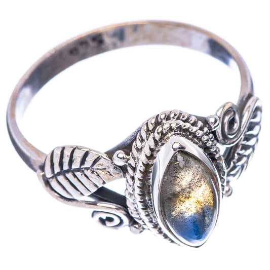 Labradorite Leaf 925 Sterling Silver Ring Size 7.75 (925 Sterling Silver) R5341