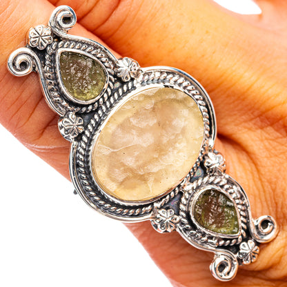 Signature Libyan Desert Glass, Moldavite Ring Size 8.75 (.925 Sterling Silver)