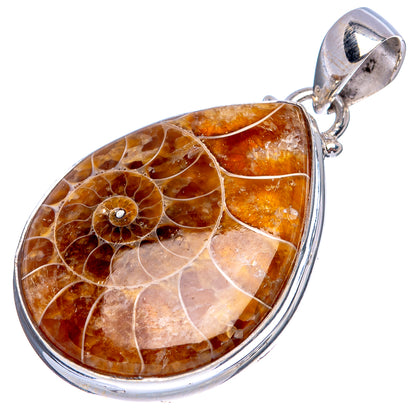 Rare Ammonite Fossil Pendant 1 5/8" (925 Sterling Silver) P43387