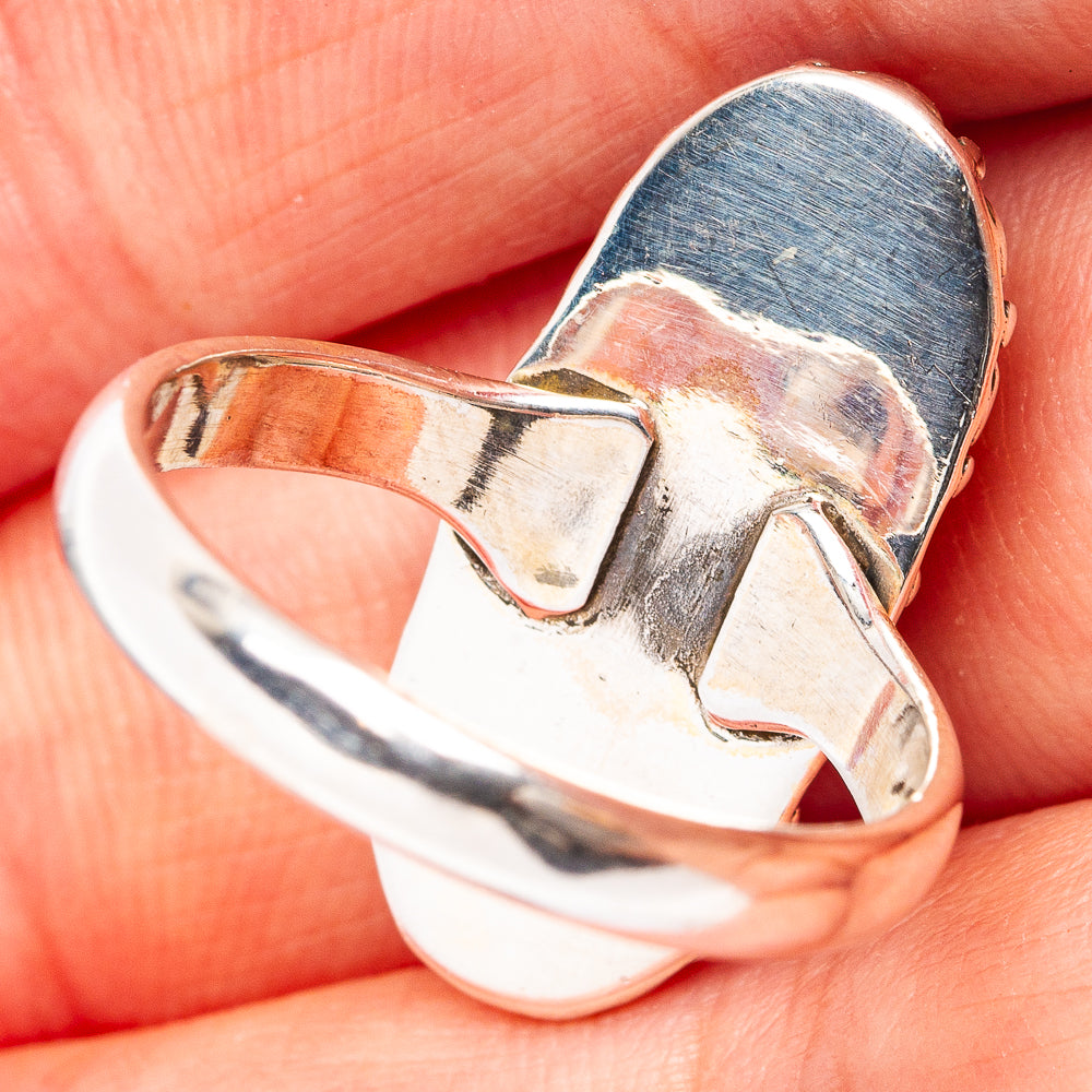 Pink Moonstone Ring Size 7.25 (.925 Sterling Silver)