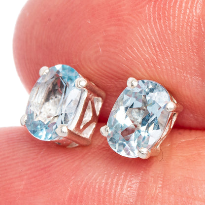 Blue Topaz EarDainty Rings 1/4" (925 Sterling Silver) E433508