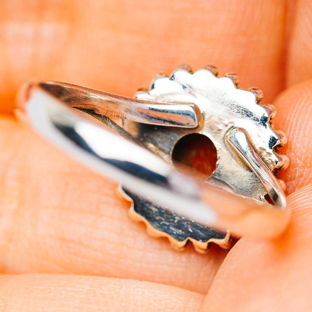 Southwestern Style Sponge Coral Ring Size 8.5 (.925 Sterling Silver)